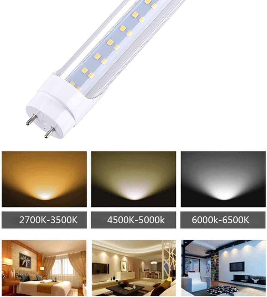 T8 LED Light Bulb 4FT, Ballast Bypass Required, 3360 Lumens, 2pin G13 End Day White 5000K, Replace 80W Fluorescent