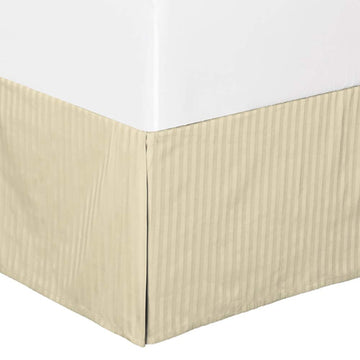 Damask Striped 300-Thread-Count, 100-Percent Cotton California King Pleated Tailored, 15-Inch Drop, Split Corners Bed