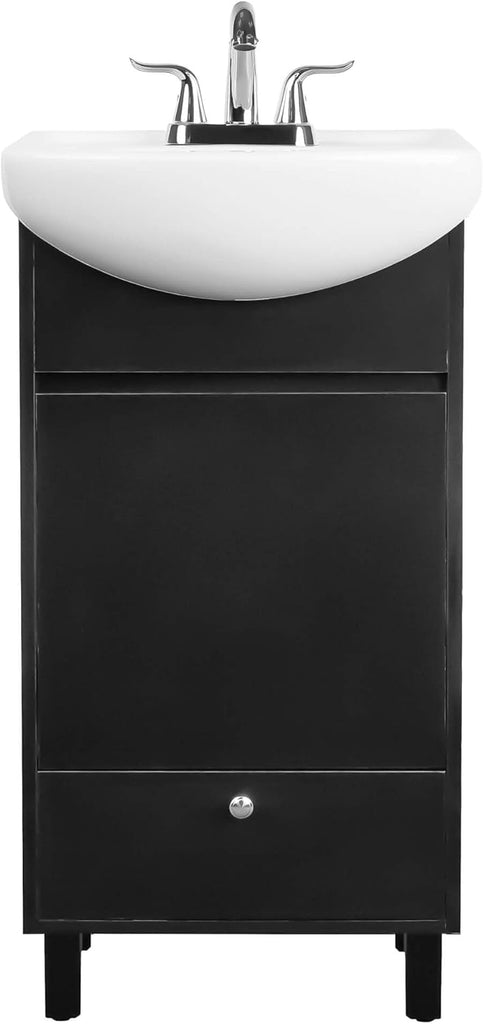 18-Inch Small Bathroom Vanity with Sink, Freestanding Space-Saving Cabinet, Satin Black