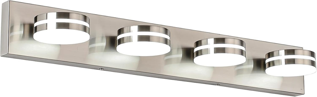 4-Light Bathroom Vanity Light, Brushed Nickel Bathroom Light Fixtures Over Mirror, LED Dimmable 5500K Bath Lighting