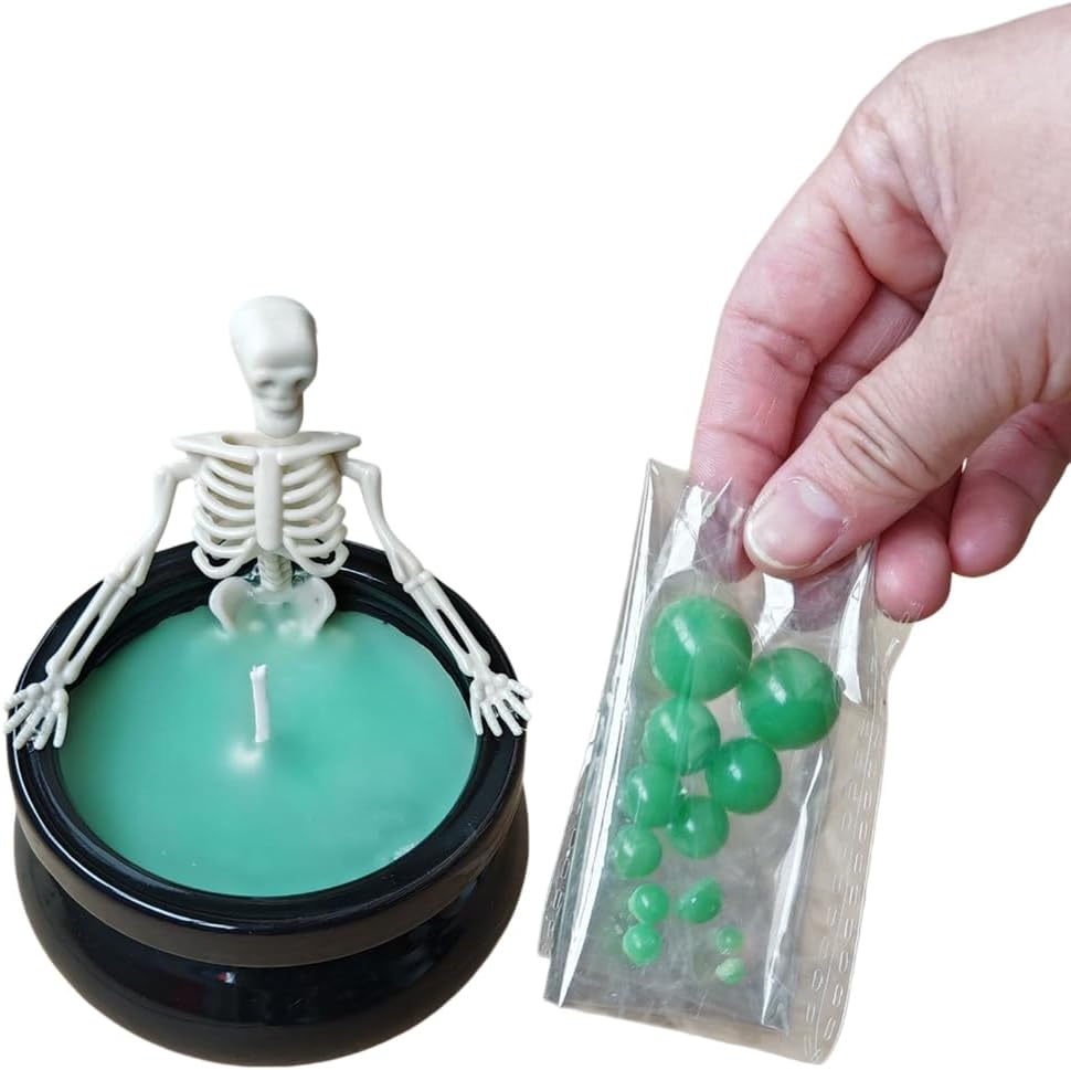 Halloween Shelf Candle Accent with Figure Top and Ceramic Vessel
