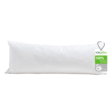 Organic Feathers Down Lumbar Pillow Insert 14x36, White