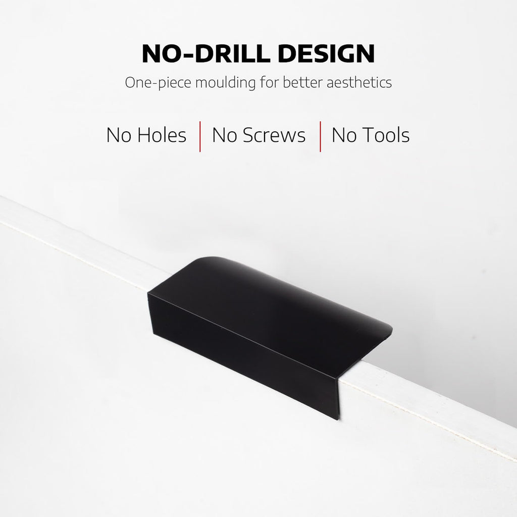 Adhesive Cabinet Finger Pulls Matte Black 3.15" Length