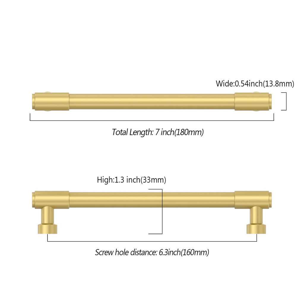 Brushed Gold Kitchen Cabinet Pulls,6.3 Inch,10 Pack