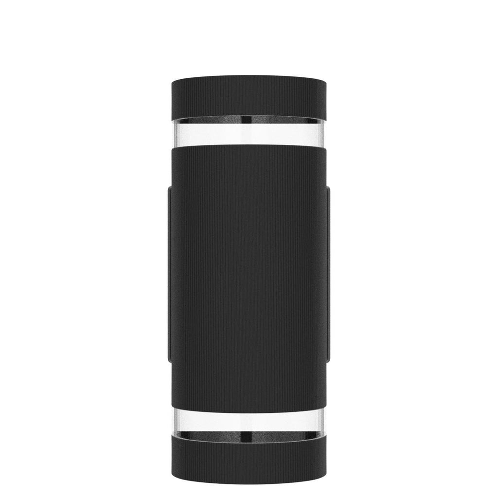 Dusk to Dawn Outdoor Wall Lights 2 Pack, Modern Exterior Lighting Fixtures Cylinder, Black Up and Down Lights, 5000K