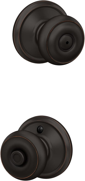 Georgian Door Knob, Bed & Bath Privacy Lock, Aged Bronze