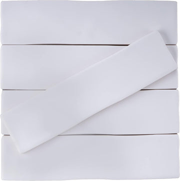 KE-BLS KEZMA - White Handmade Ceramic Wall Tile 3 in. x 12 in. Subway Tile Polished (1 Box)