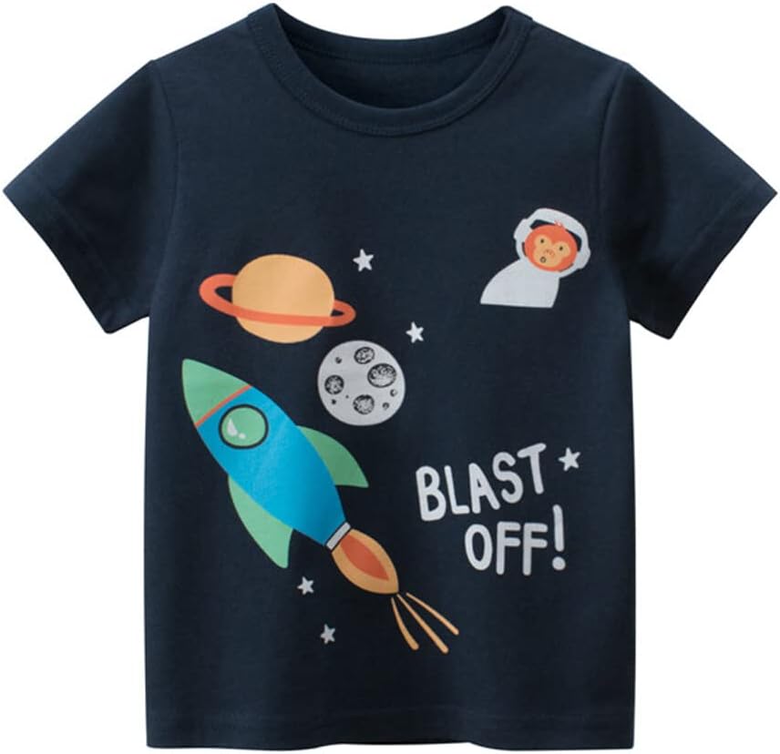 Boys' Pack Excavator Short Sleeve Crewneck T-Shirts Top Tee Toddler Boys' Value Pack Cotton T-Shirt