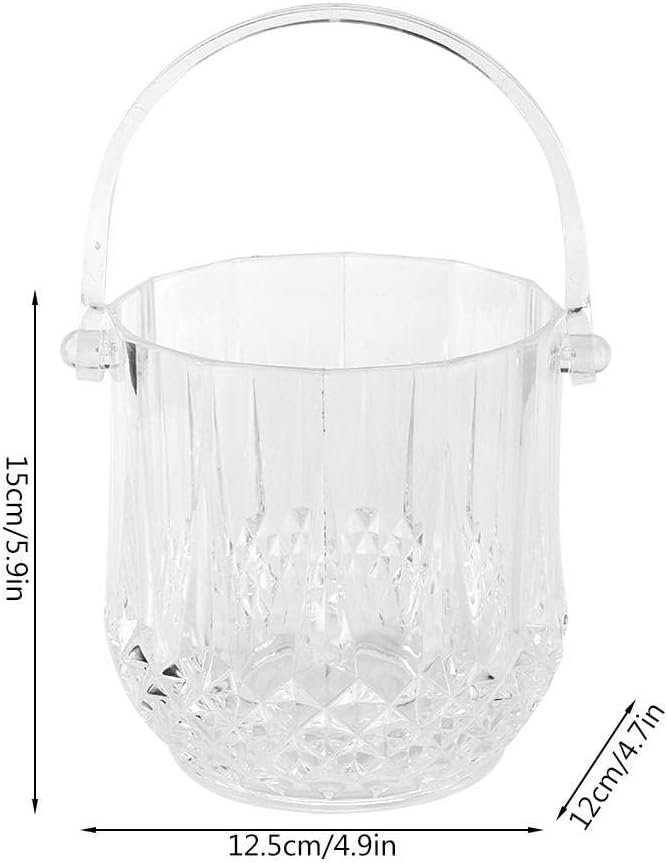 1150ml Acrylic ice Bucket,Crystal binaural Small ice Bucket, Clear Beverage Cocktail bar with Handle for KTV Bar