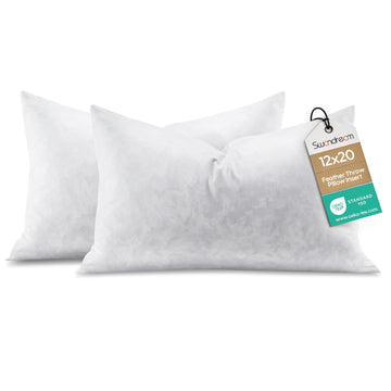 12x20 Feather Lumbar Pillow Insert Set of 2, Decorative Throw Pillow Insert for Covers, Fuller Fit with Soft Support