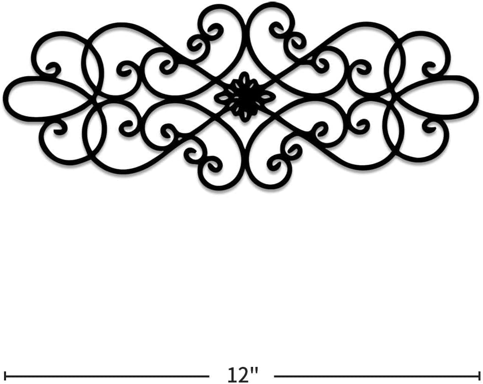 Elegant Scroll Pattern Black Metal Wall Art Metal Outdoor Decor Metal Signs Wall Art Decor Vintage Rustic Farmhouse - Set of 5