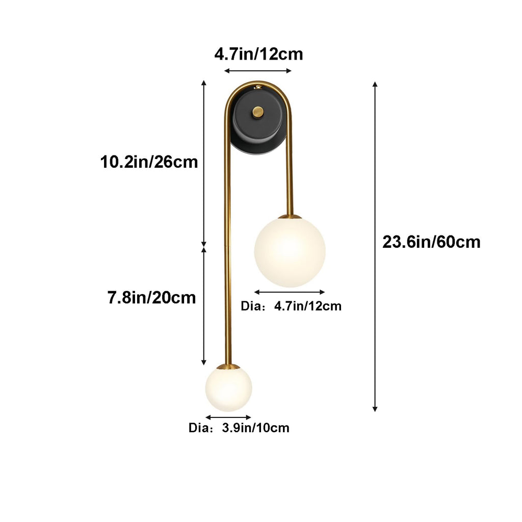 Modern Gold Wall Sconce Mid Century Gold Wall Lamp U-Shape Linear Wall Light with Milk Glass Shade Wall Lamp