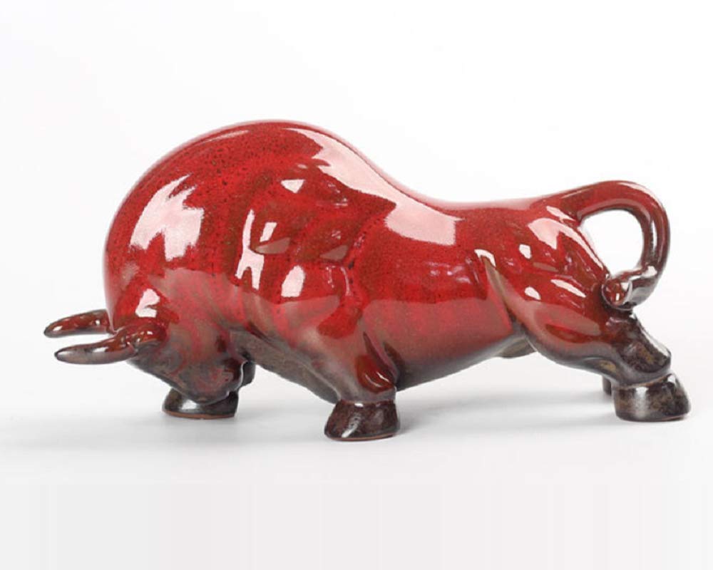Wall Street Bull Arts Statues, Exquisite Ceramic Fortune Bulls Figurines and Sculptures Home & Office Tabletop Decor