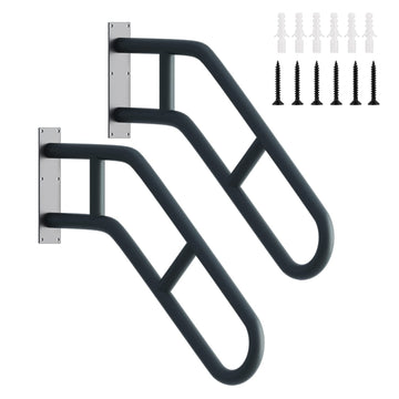 2 Pack Hand Rails for Outdoor Steps, 27" Black Wall Mounted Stair Handrail