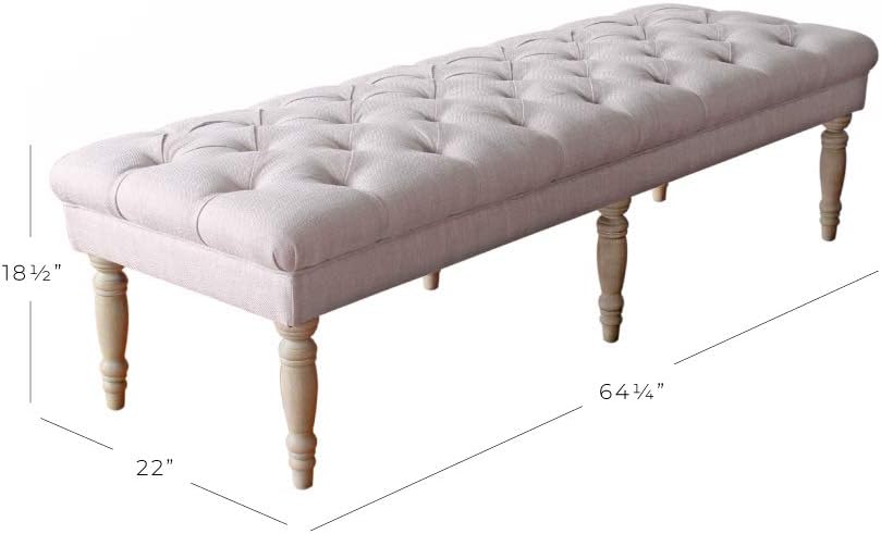 64" Large Tufted Bench - Light Mauve