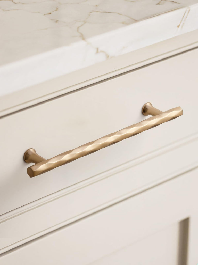 Cabinet Pulls Champagne Bronze 6.3" Hole Center 5 Pack Hammered