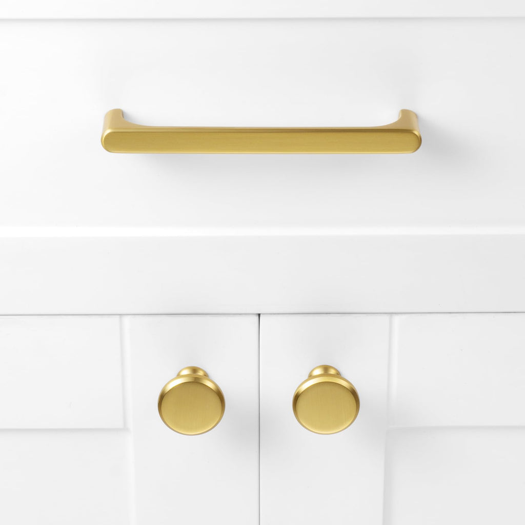 Brushed Gold Cabinet Knobs Round Kitchen Pulls 10 Pack 3126