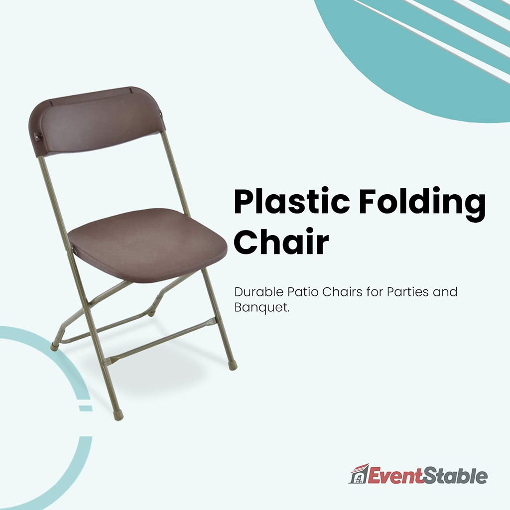 TitanPRO Stackable Plastic Folding Chair, Brown, 10-Pack