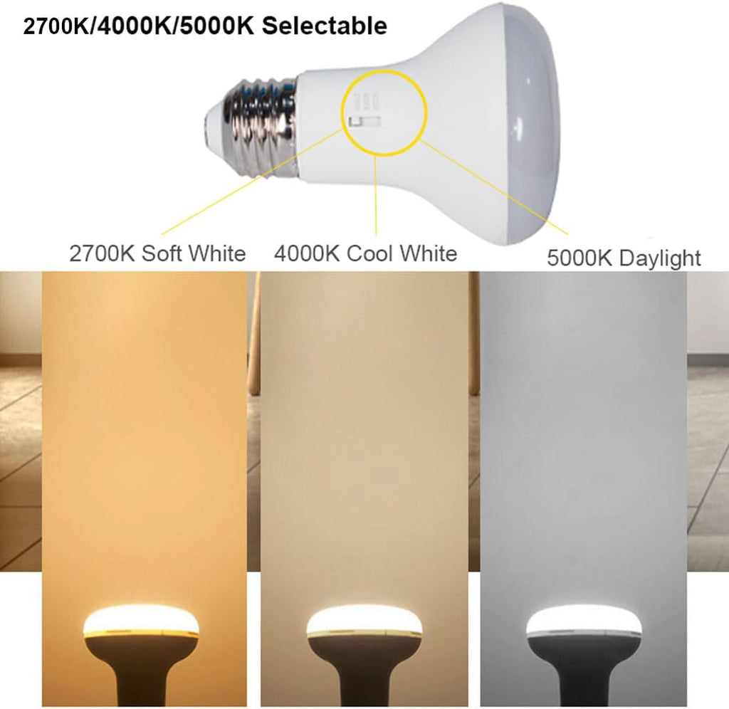 3CCT Dimmable LED BR20 Flood Light Bulb,Warm White Cool White Daylight 8W (Equivalent to 60W),2700K 4000K