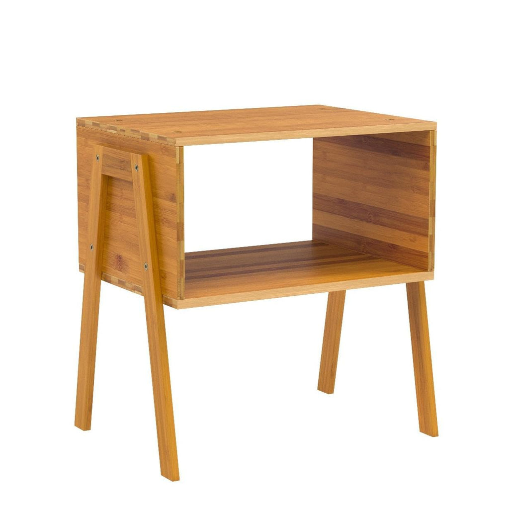 Nightstands Set of 2, Bamboo Stackable Bedside Table, Night Stands with Storage Shelf, Small Bed Side Tables, 2-Tier