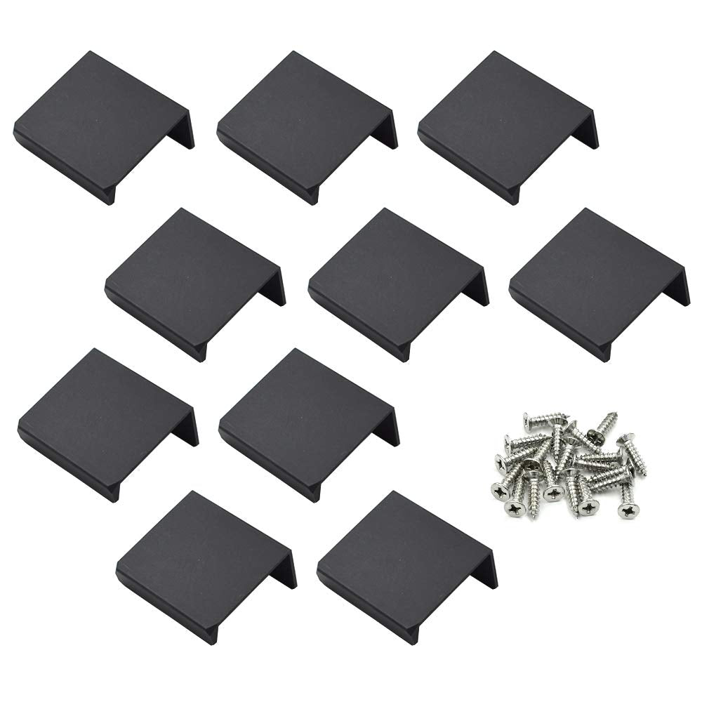 1.38 Inch Finger Pull 10Pcs, 0.63 Inch Hole Centers, Aluminum Alloy, Black