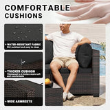 7-Piece Rattan Outdoor Patio Furniture Set - Conversation | Black for Patio, Garden & Porch