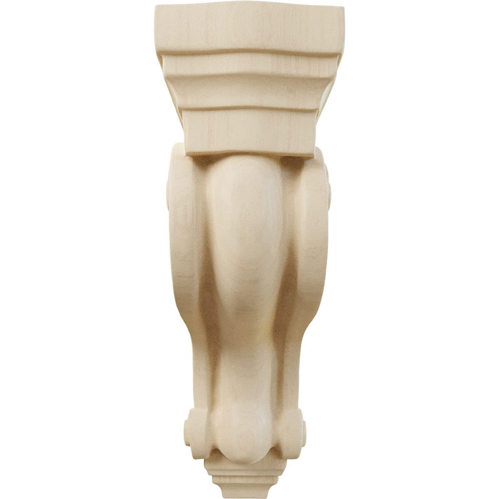 Boston Traditional Scroll Wood Corbels, 3 3/8"W x 6 1/2"D x 10 1/2"H, Rubberwood