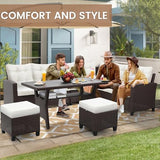 6-Piece Outdoor Patio Furniture Set | White All-Weather Resistant for Backyard, Garden & Porch