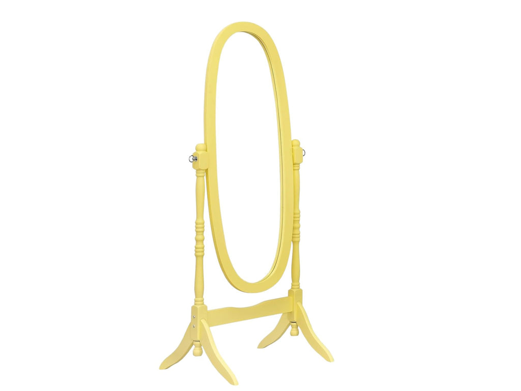 Yellow Wood Cheval Floor Mirror with Stand