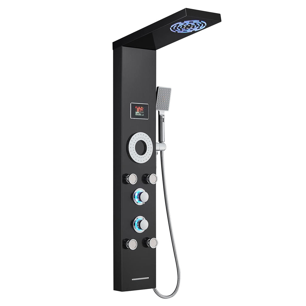 LED Shower Panel Tower System with 2 in 1 Rainfall Shower Head
