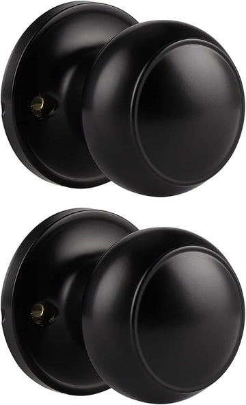 2 Pack Single Side Dummy Knobs, Matte Black Finish, Non-Turning Inactive Interior Door Handles, French Door Pulls