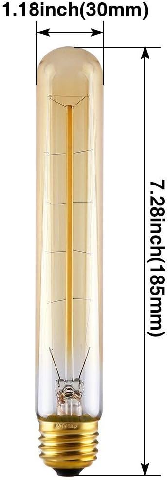 Base, T10/T30 Tubular Vintage Edison Light Bulbs 25W T185 110V Dimmable T30 Antique Incandescent Light Bulb
