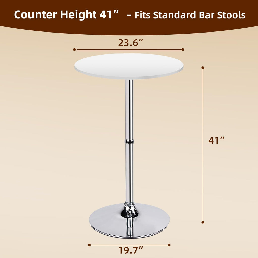 MDF Round Top Not Adjustable (41 INCHES Height) Bar Table, White