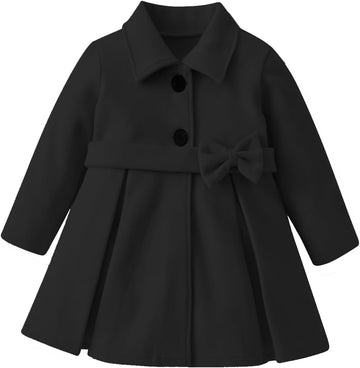 Toddler Baby Girl Clothes Jacket Coat Long Sleeve Solid Color Buttons Dress Coat Fall Winter Outfit