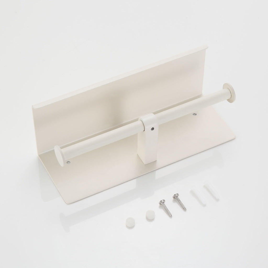 Double Toilet Paper Holder with Shelf White Stainless Steel 304 Wall Mount Double Toilet Roll Holder