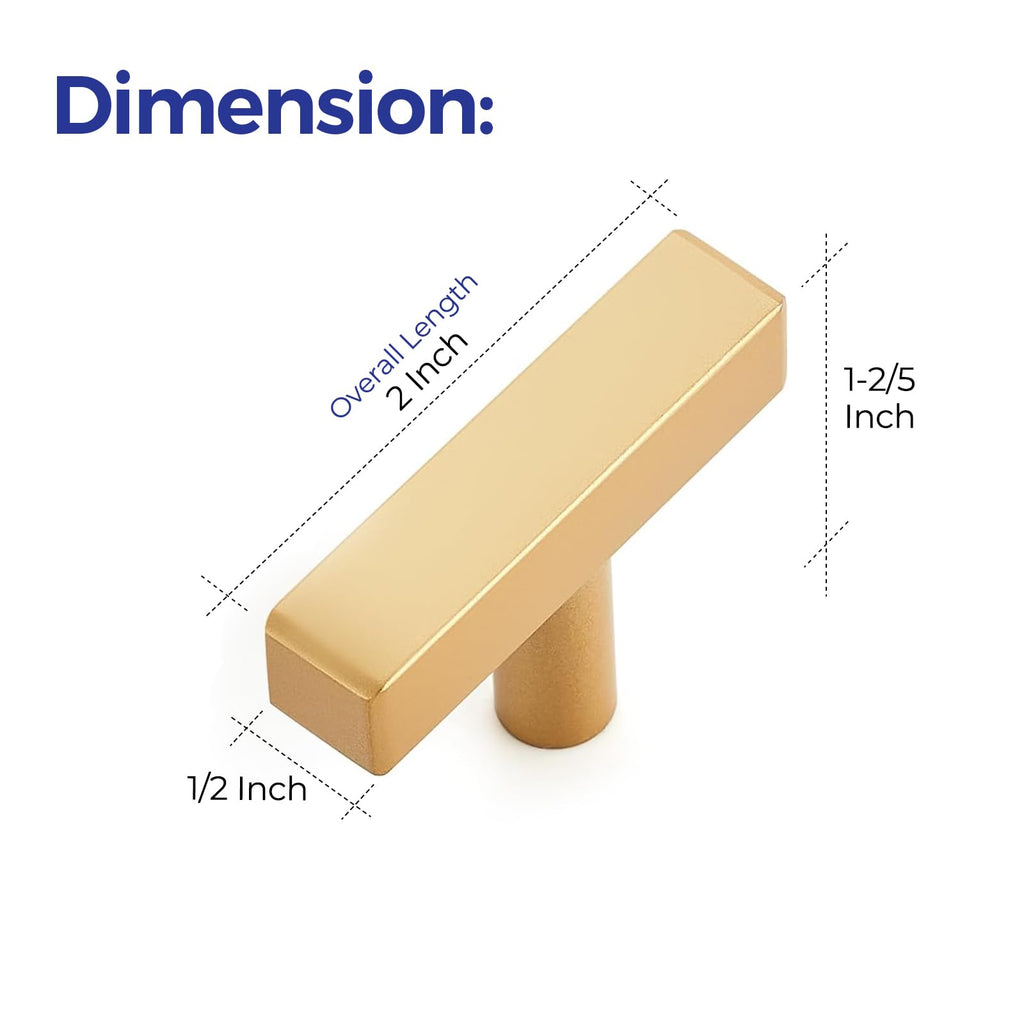 Champagne Gold Handles Square Cabinet Hardware Single Hole 30 Pack