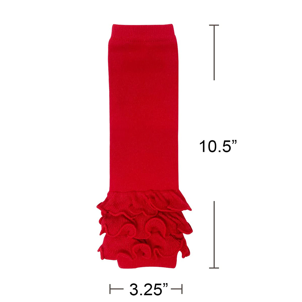 3 Pair Cheerful Ruffles Baby Leg Warmers, Cherry Red, Pink, White