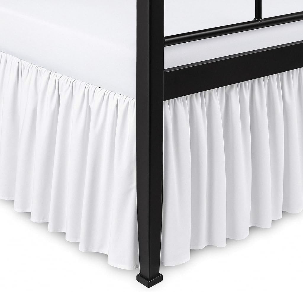 Ruffled Bed Skirt Split Corners with Platform, Tailored Fit Hotel Quality Wrinkle Free Ultra-Soft Microfiber Dust