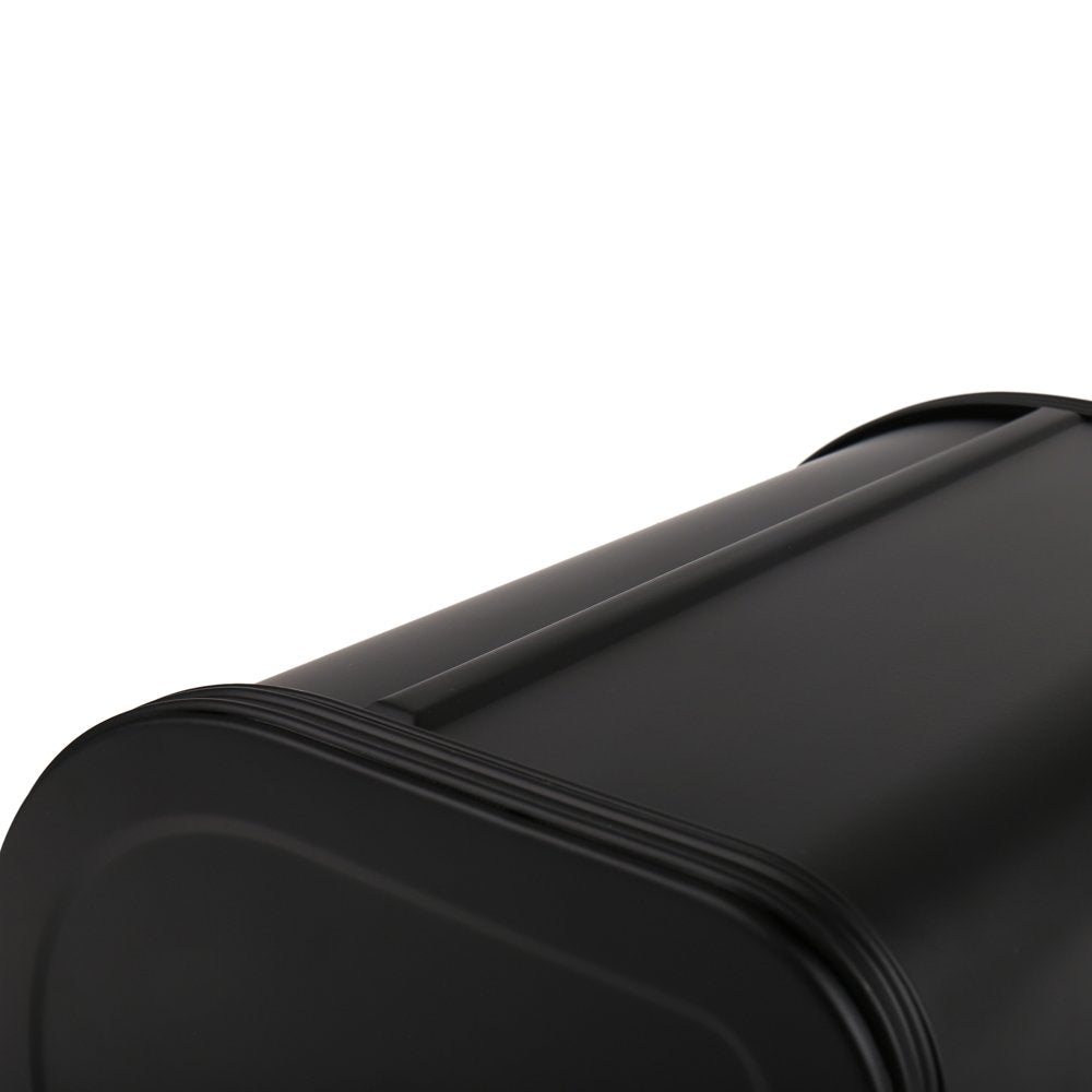 Bread Box - X458 Black Metal /Bin/kitchen Storage Containers with Roll Top Lid (Black)