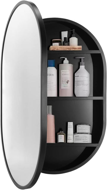 21 Inch x 31Inch Oval Medicine Cabinet Mirror Bathroom Wall Storage Cabinet Mirror Surface Mount Installation