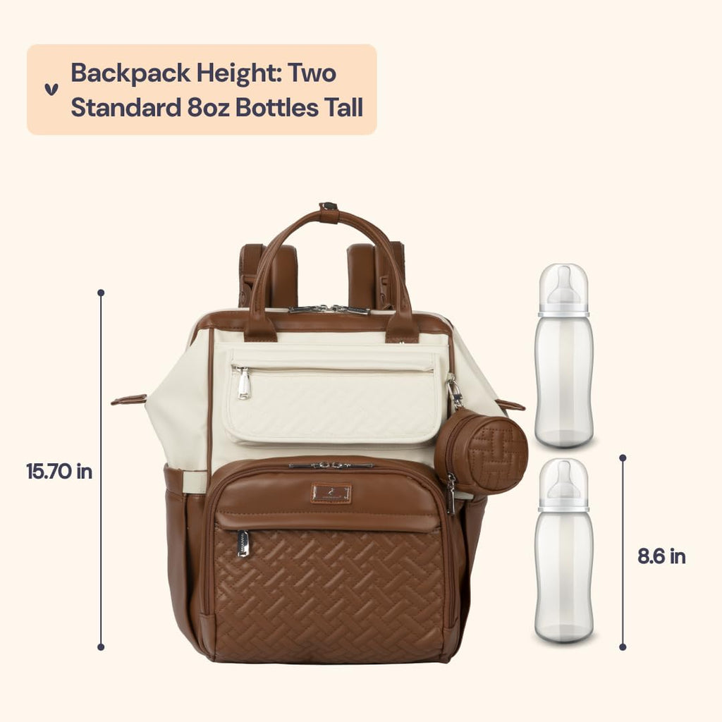 Leather Diaper Bag Backpack, Multifunction Large Bags with Changing Pad & Stroller Straps & Pacifier Case, Unisex