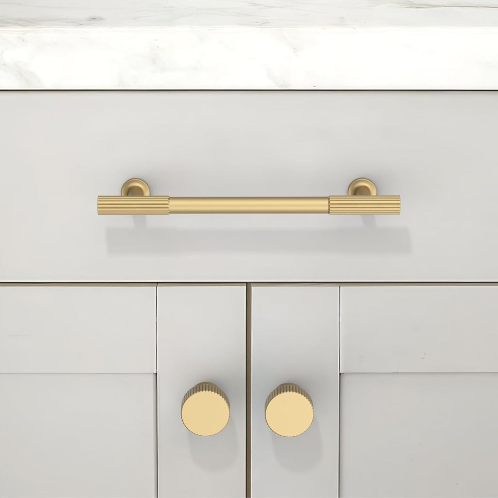 5 Pack Brushed Gold Cabinet Knobs Single Hole Cabinet Pulls Round Kitchen Cabinet Knobs Drawer Knobs Dresser Knobs