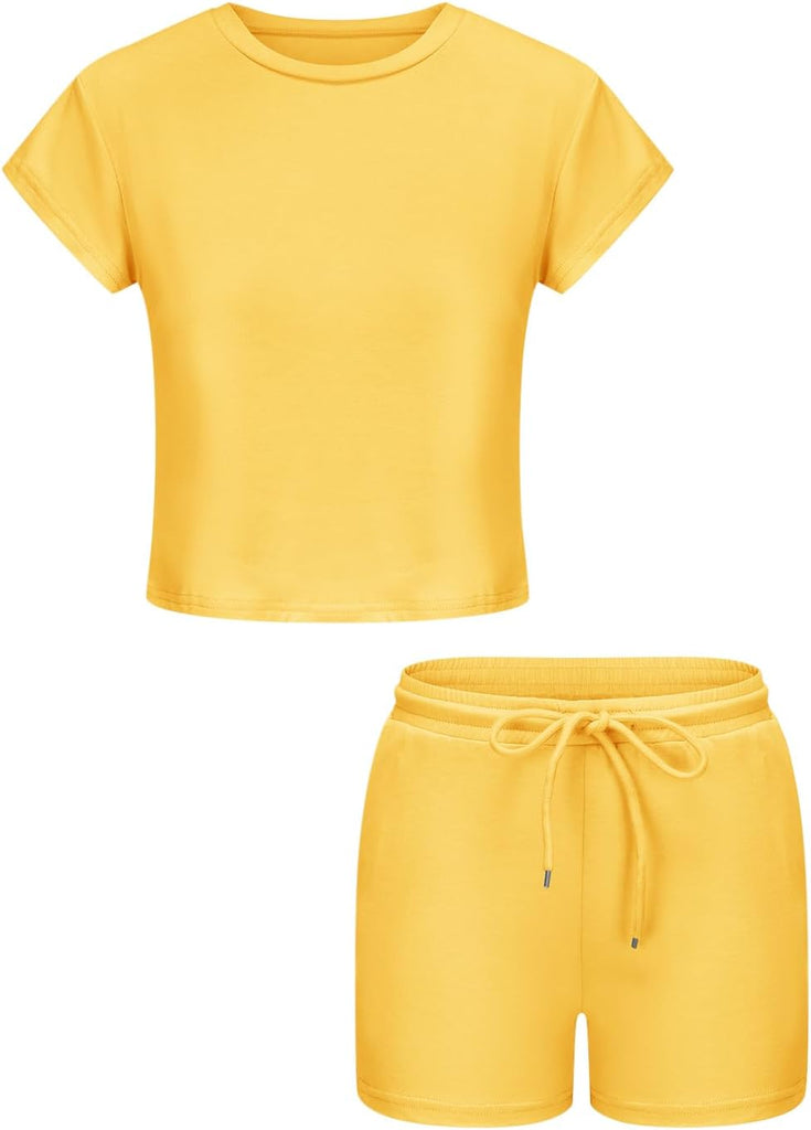 Two Piece Summer Shorts Set with Pockets Comfy Outfits