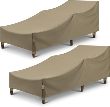 Waterproof Outdoor Chaise Lounge Covers, 2 Pack Chaise Protector, Heavy Duty Beach Chair Cover with Seam Taped &