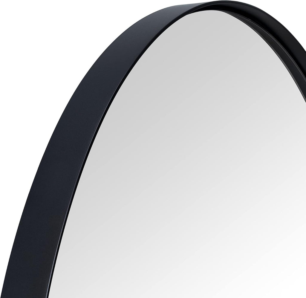 Matt Black Arched Recessed Bathroom Medicine Cabinet with Mirror Stainless Steel Metal Framed Rectangular Bathroom