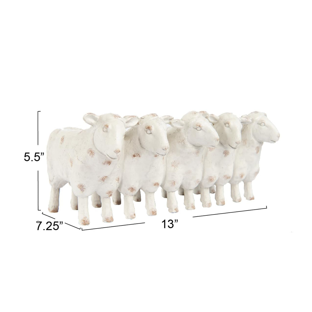 Farmhouse Sheep Trough Planter, Resin, Cream Antique Finish, 13"L