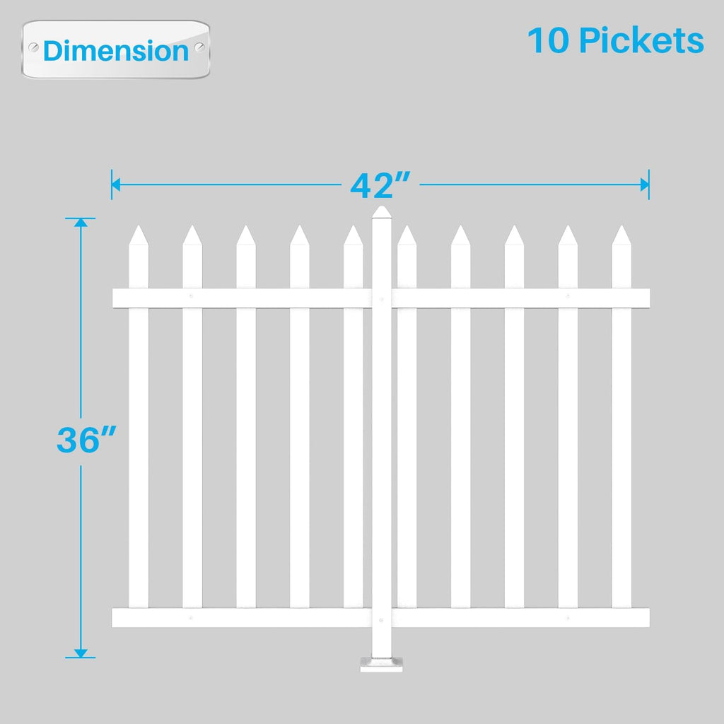 3 Sets Vinyl Picket Fence Panels 36" H x 84" W White PVC for Front Yard Porch Deck Pool Air Conditioner Safety Dog