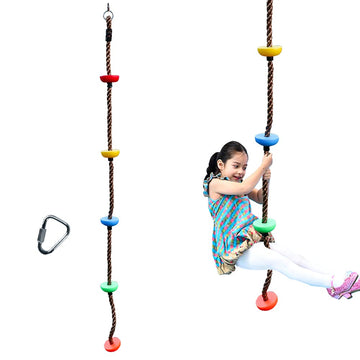 6.56ft Climbing Rope Swing with Treads Climbing Rope Plate Swing Hanging Swing Ninja Rope Accessories