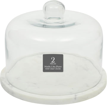 Ridgehaven 11" Marble Cake Stand, Serving Platter, Charcuterie Board, and Center Piece Home Décor With Glass Lid