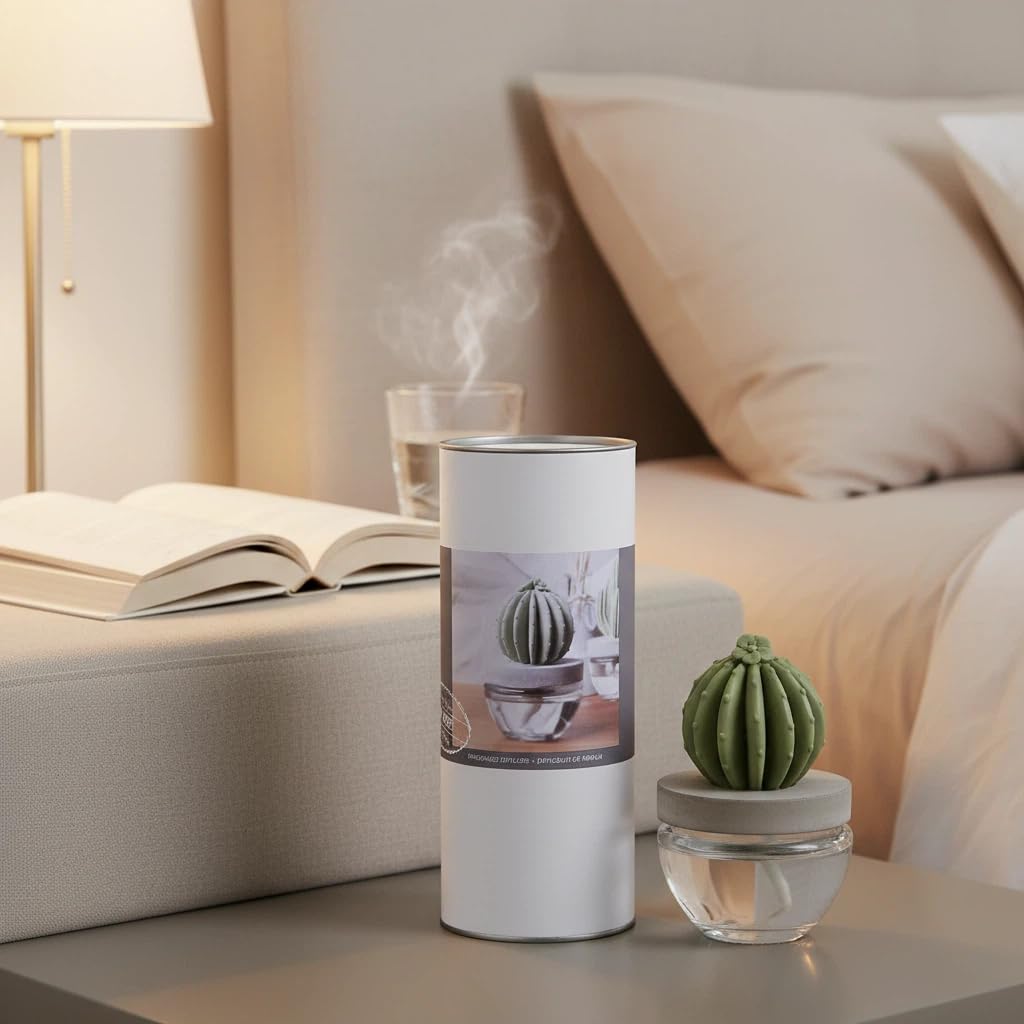 Reed Diffuser Set Ceramic Cactus Fragrance Diffuser-White Flower 3.38 fl oz (100 ml), Home Fragrance Reed Diffuser
